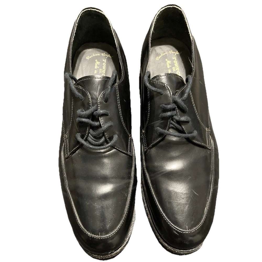 Vintage Towncraft Cushion Mens Dress Shoes 10D Black Leather Derby Oxford Brazil